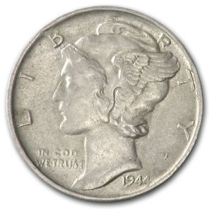 1944-S Mercury Dime AU 1944-S Mercury Dime AU